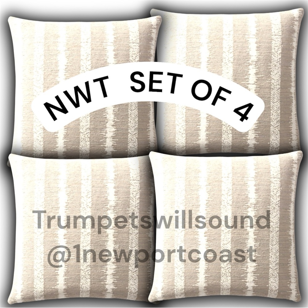 4 Outdoor Restoration Hardware Bayan Stripe Pillow Covers Set of 4 20x20 Sand